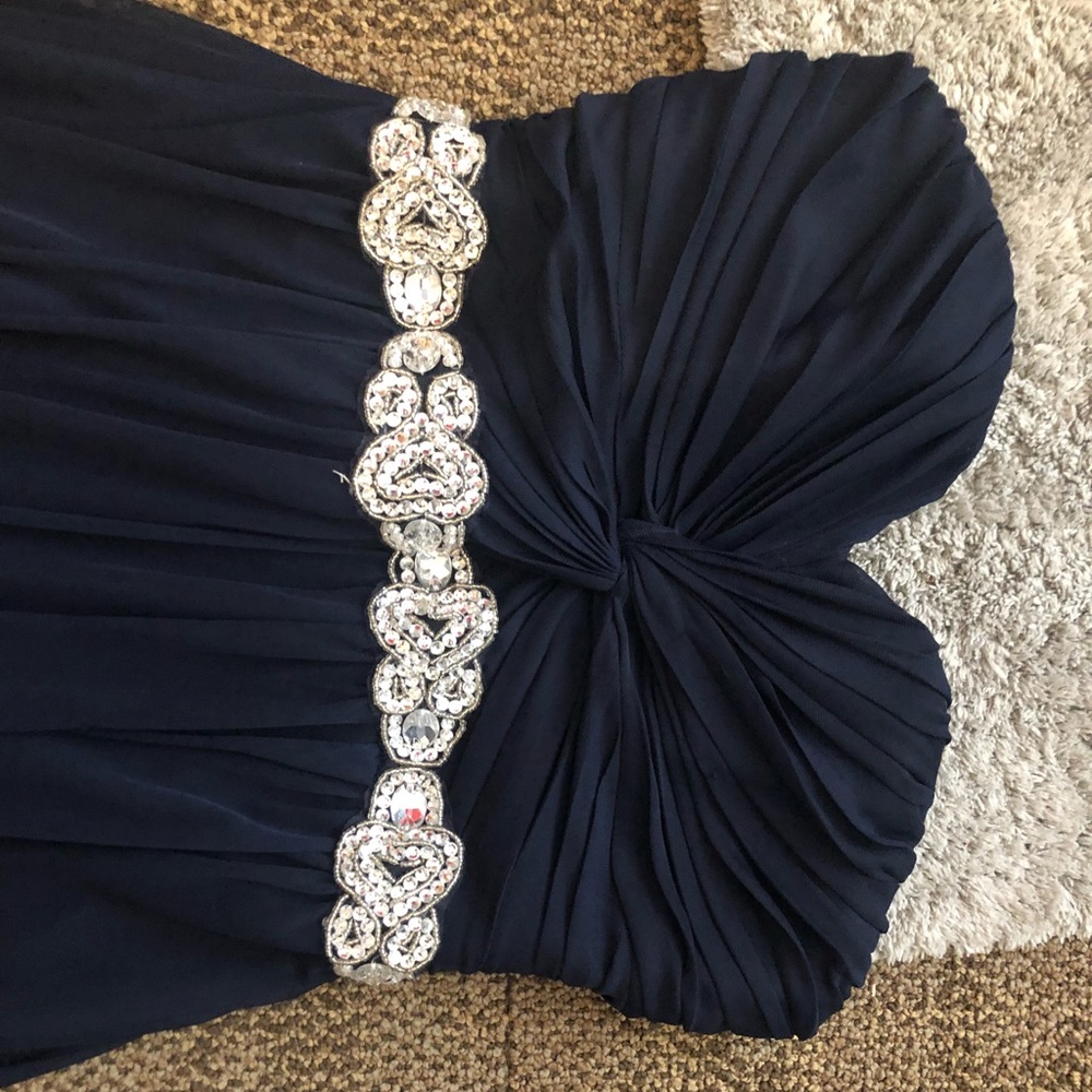 Strapless navy gown